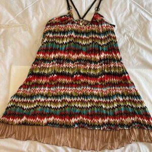 Marquis Multi-colored Pleated Hi-Lo Boho Dress size L